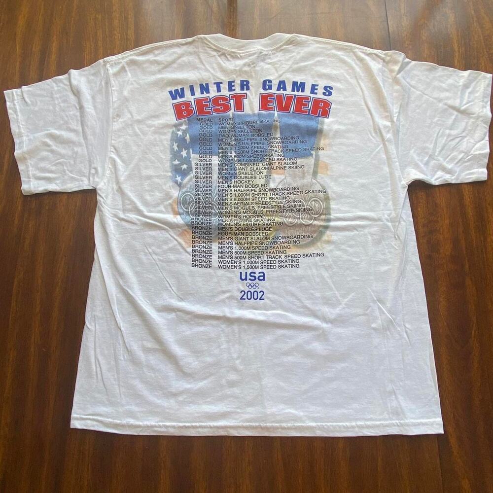 Rare Vintage 2002 Deadstock Salt Lake City Winter Olympic Games Results Tee XL